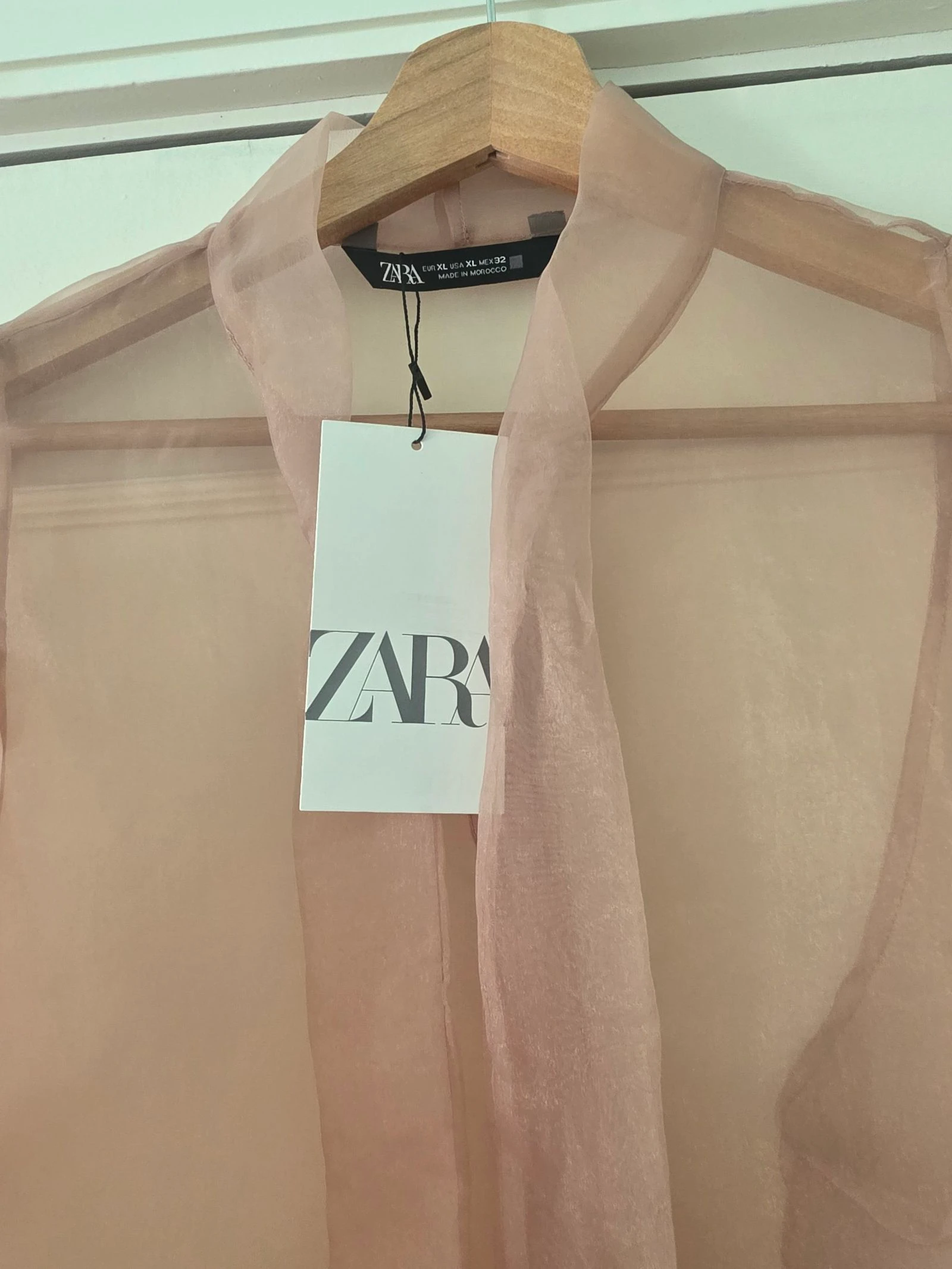 Roze Organza Blouse met Lint Nieuw | Zara | Maat XL – photo 7